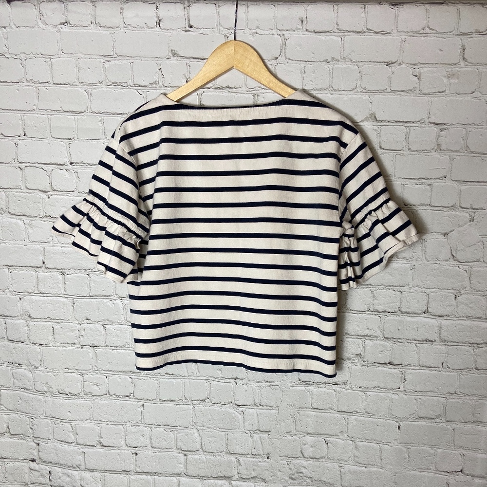 J. Crew Striped Top w/ Bell Short Sleeves - Picture 4 of 8